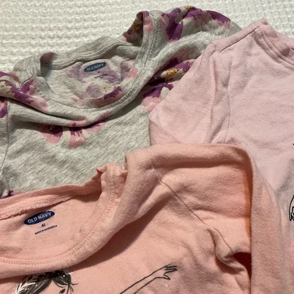 Old Navy - Girls' Pink and Gray Long Sleeve Tops - Picture 3 of 5